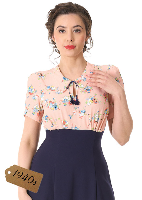 40s Martha Tea Dress - Bliss Print