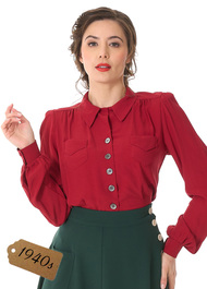 40s Sweetheart Blouse - Raspberry