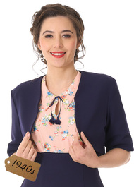1940s Simple Bolero - Navy
