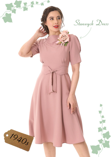 1940s Stanwyck Dress - Blush