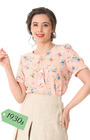 30s Flounce Blouse - Bliss Print