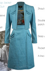 40s Crop Jacket Skirt Suit - Light teal linen