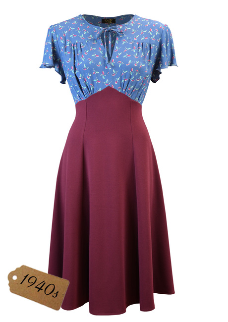 40s Grable Tea Dress - Leaf Print