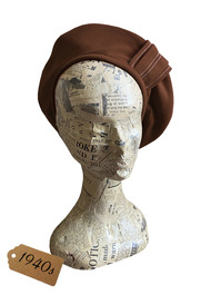 1940s Chevron Beret - brown