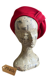 1940s Chevron Beret - red